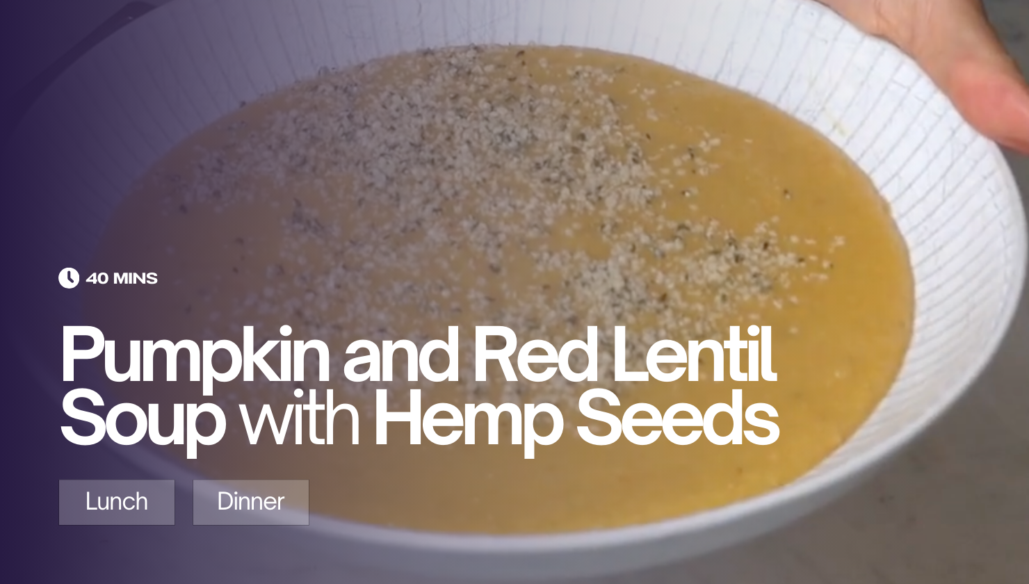 Pumpkin and Red Lentil Soup with Hemp Seeds