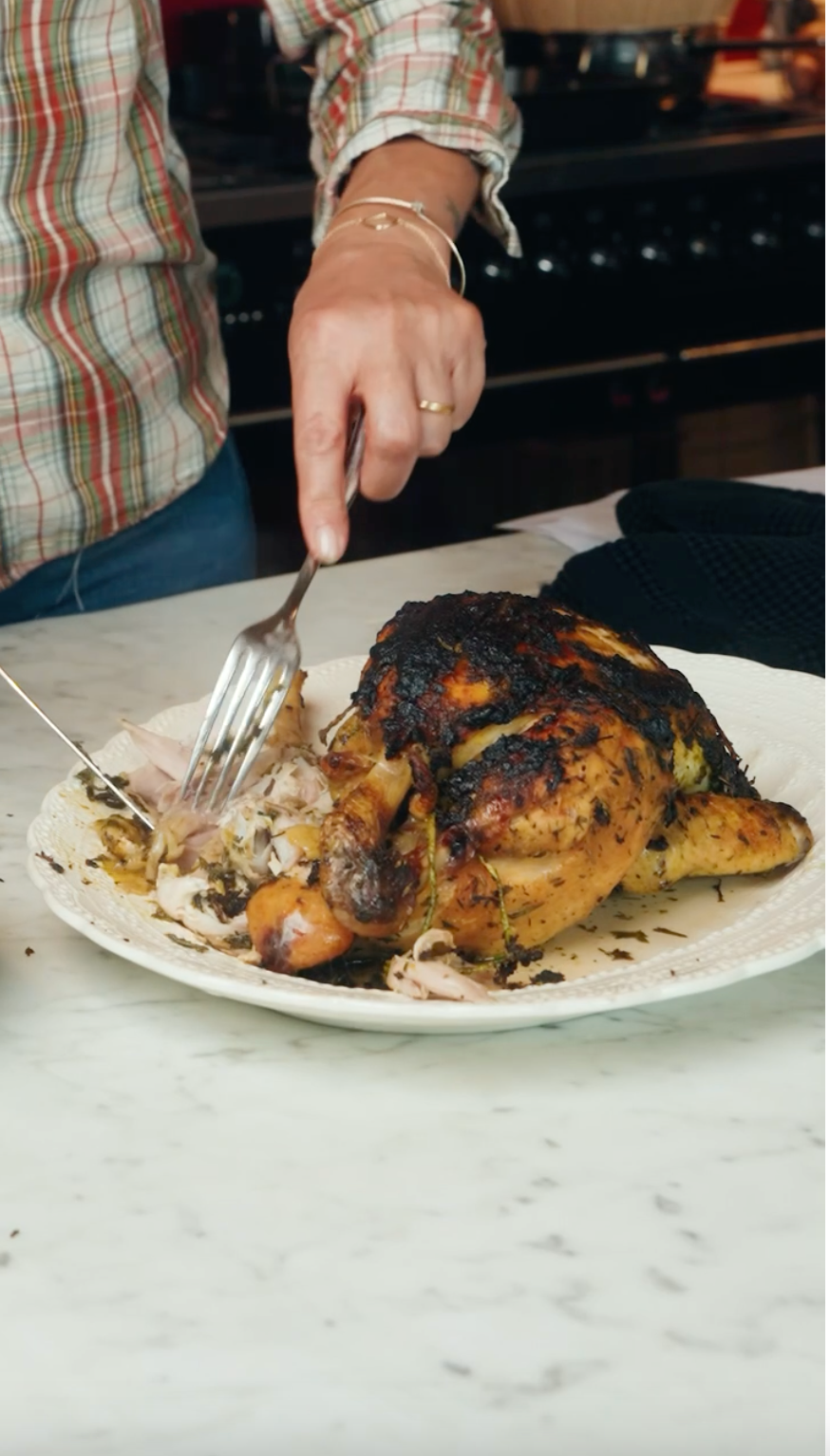 Herb Roast Chicken with Green Harissa - inspired by Gabbriett